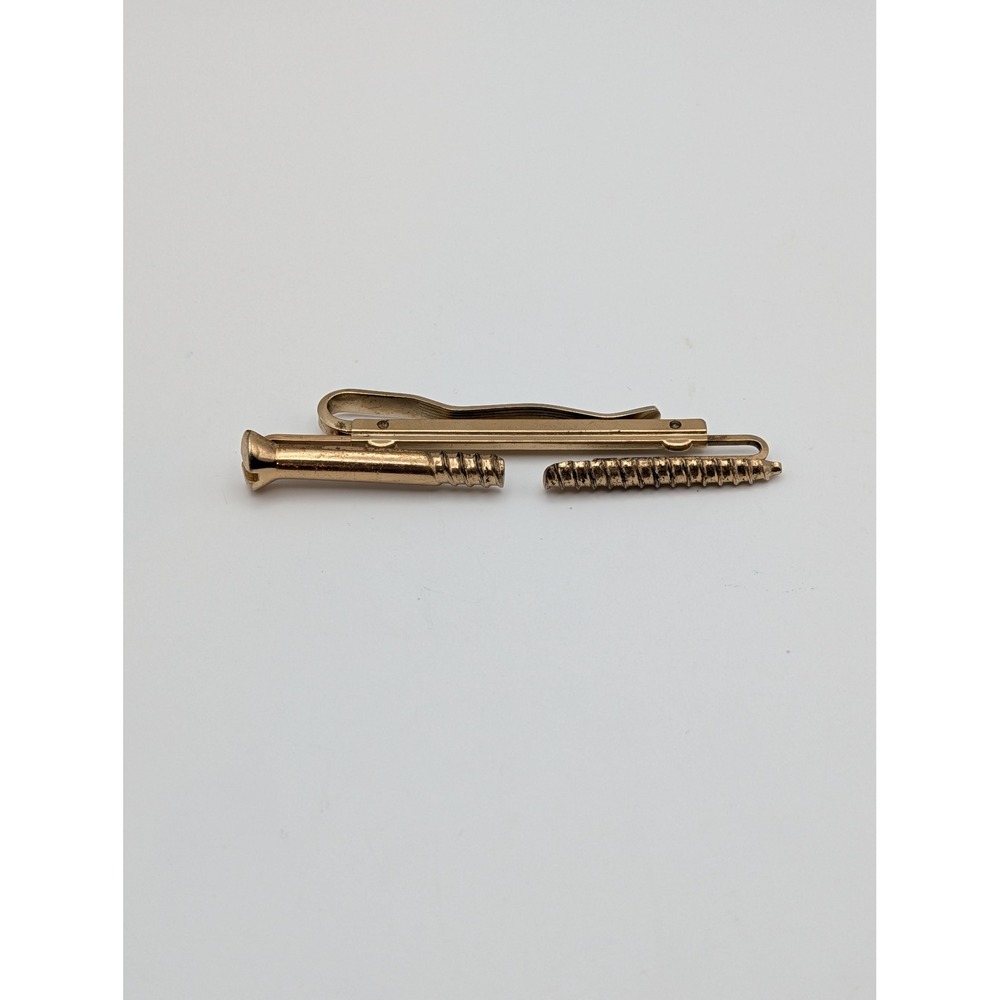 Vintage Hickok USA Gold Tone Novelty Screw Adjustable Tie Bar Clip 2.5 Inch